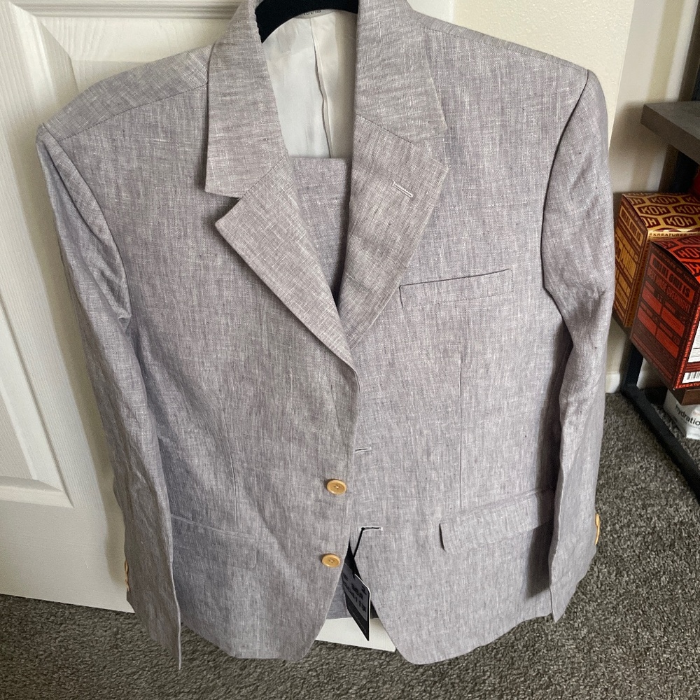 Grey linen suit